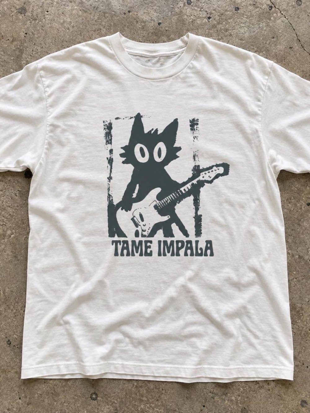 Gildan White Tame Impala Graphic Tee with Dark Gray Print
